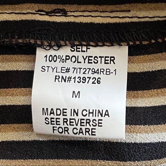 Honey Belle Striped Front Center Tie Wrapped Cropped V Neck Blouse New Medium - Picture 9 of 10